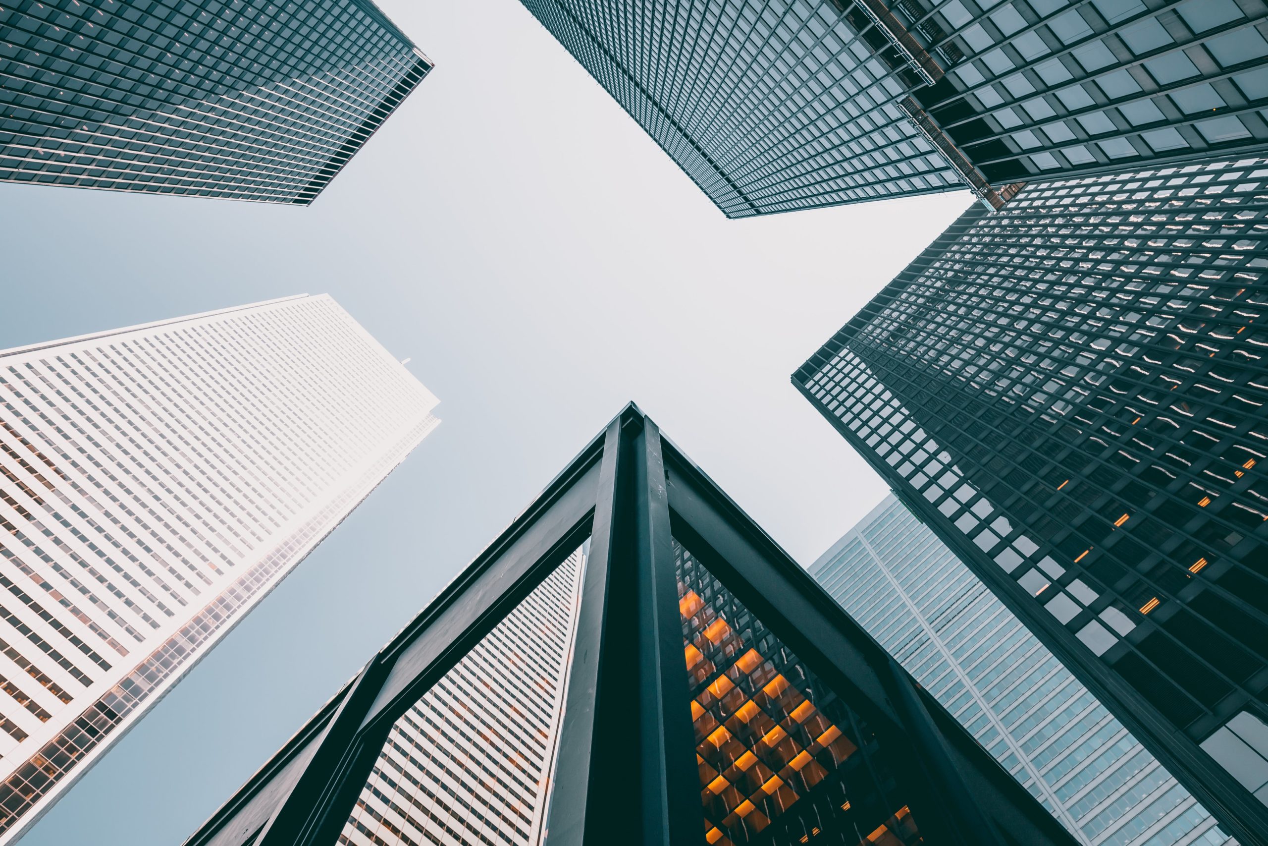 Five skyscrapers with window film