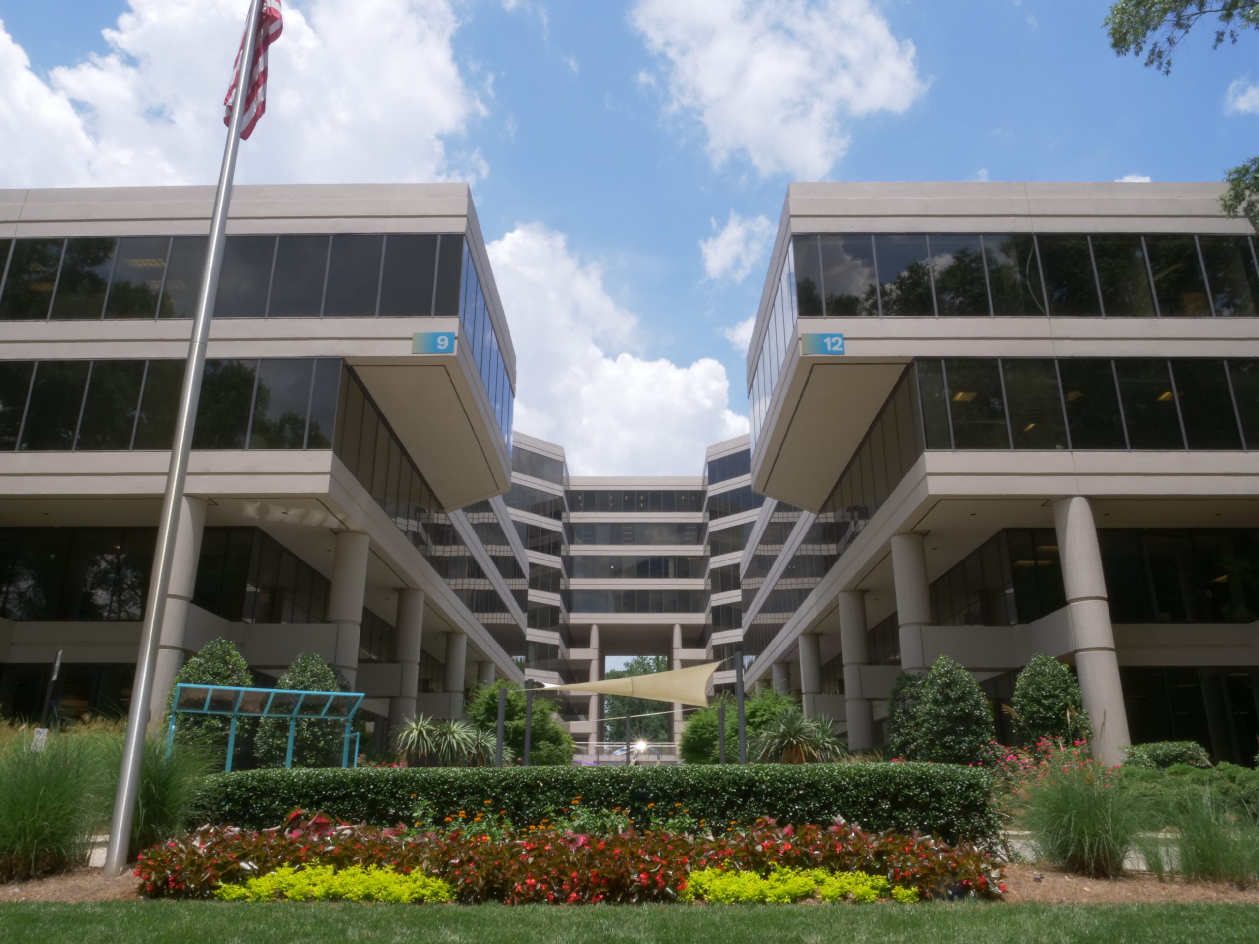 Office building with solar window film