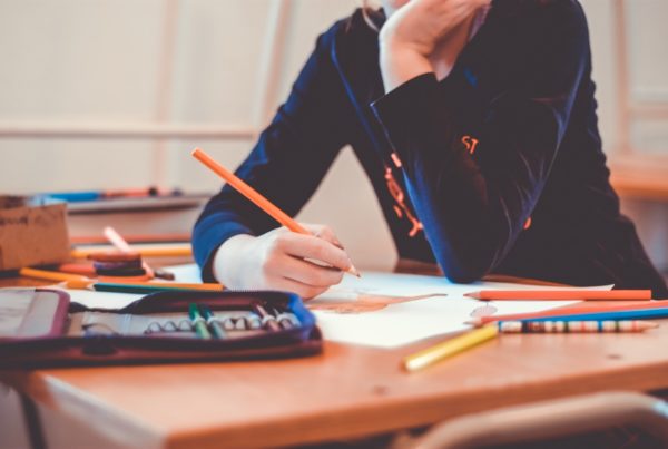 Student in a classroom learning about school safety