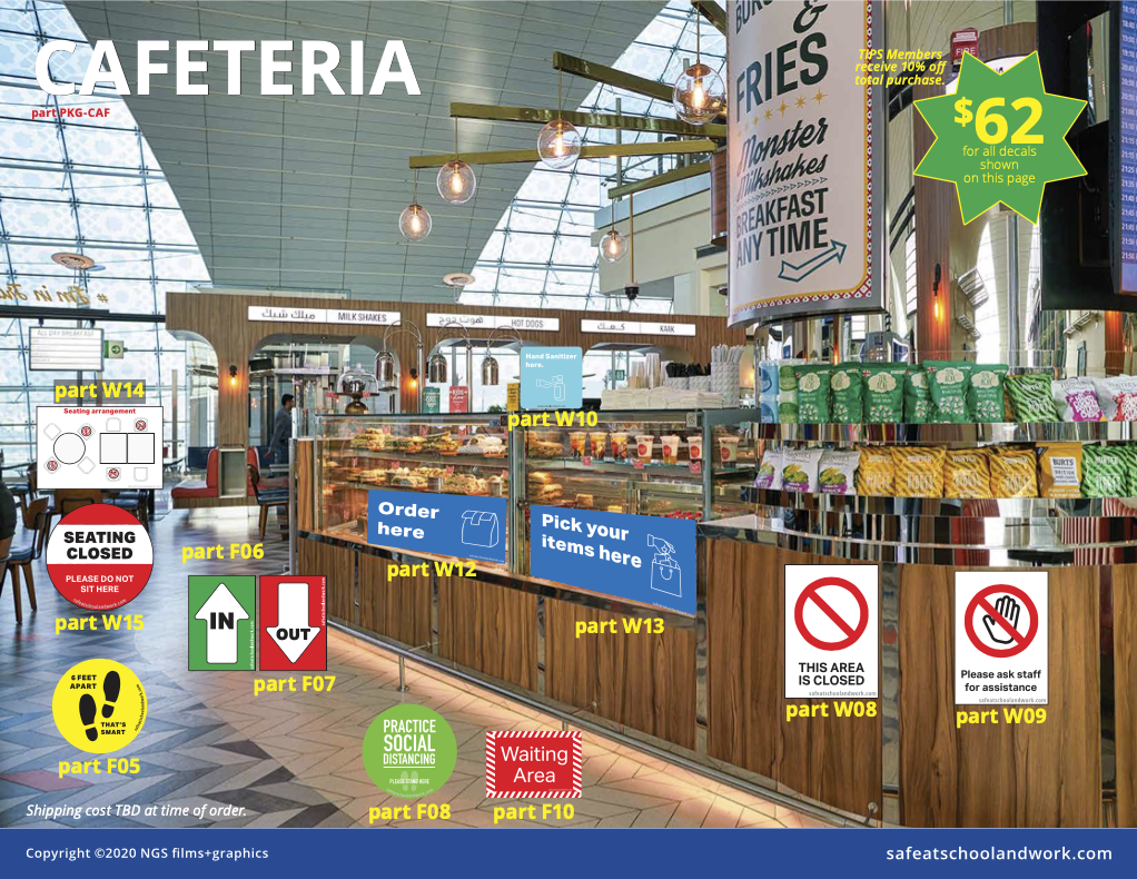 Examples of implementation of NGS Graphics at a cafeteria.