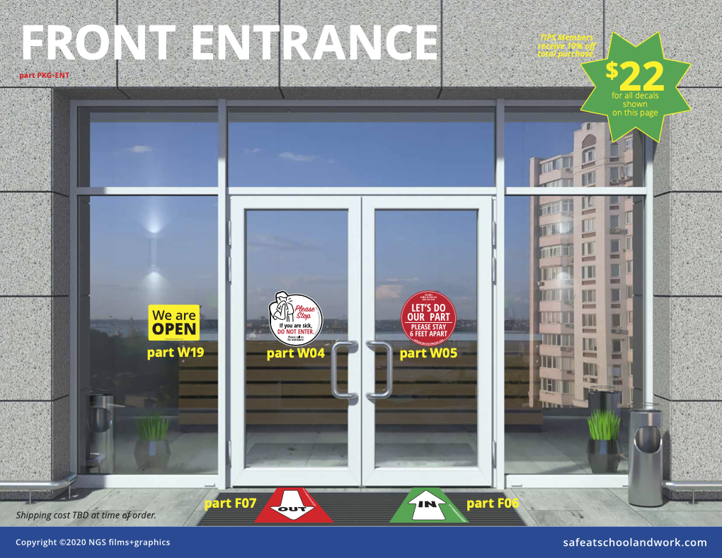 Examples of NGS Graphics implementation at an office building entrance..