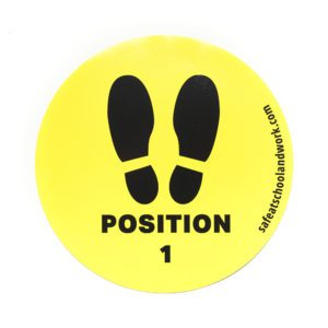 Position 1 foot placement for elevator graphic and sticker.