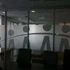 New frosted glass finish with custom graphic installed by NGS for the Healthcare of GA.