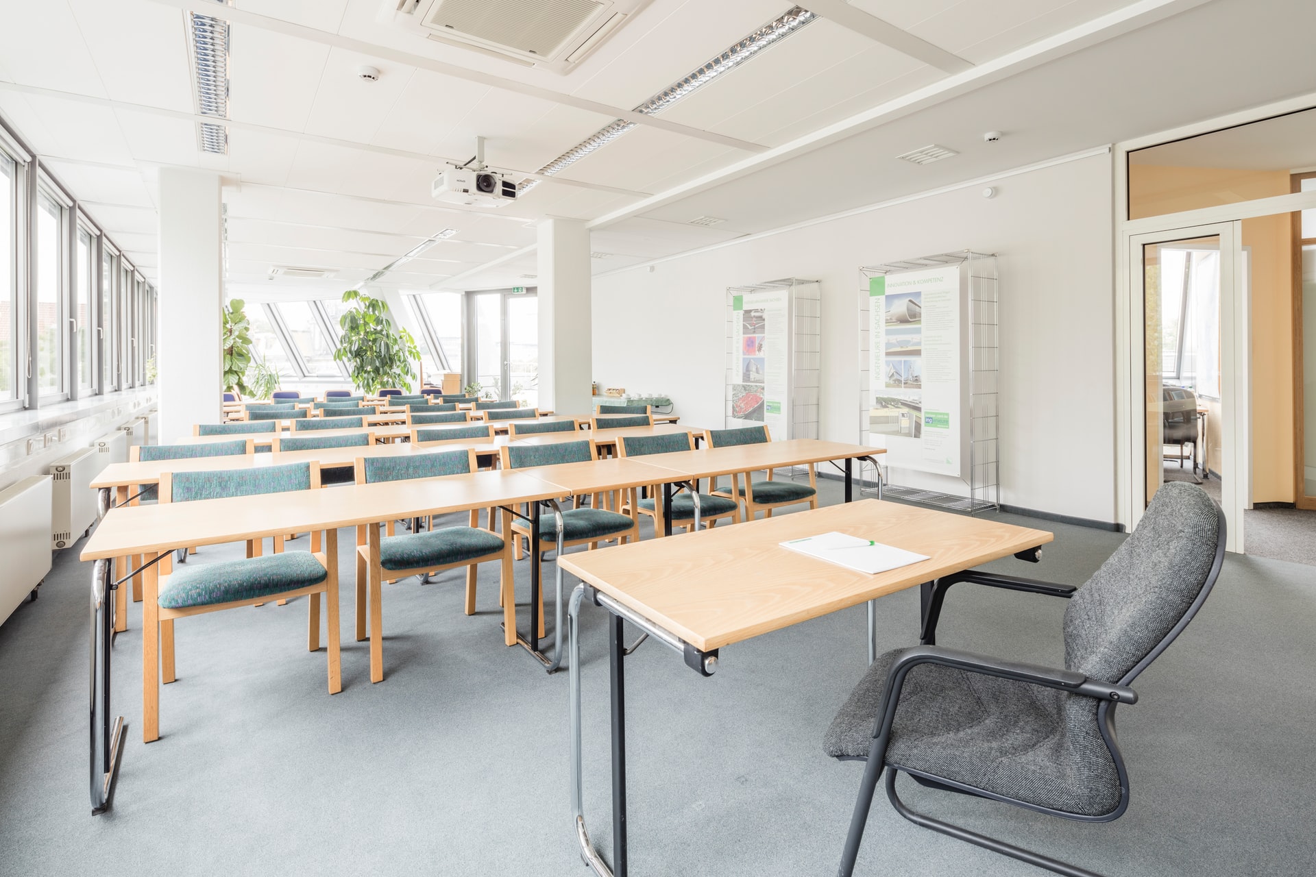 Classroom with windows showing the importance of campus safety and security