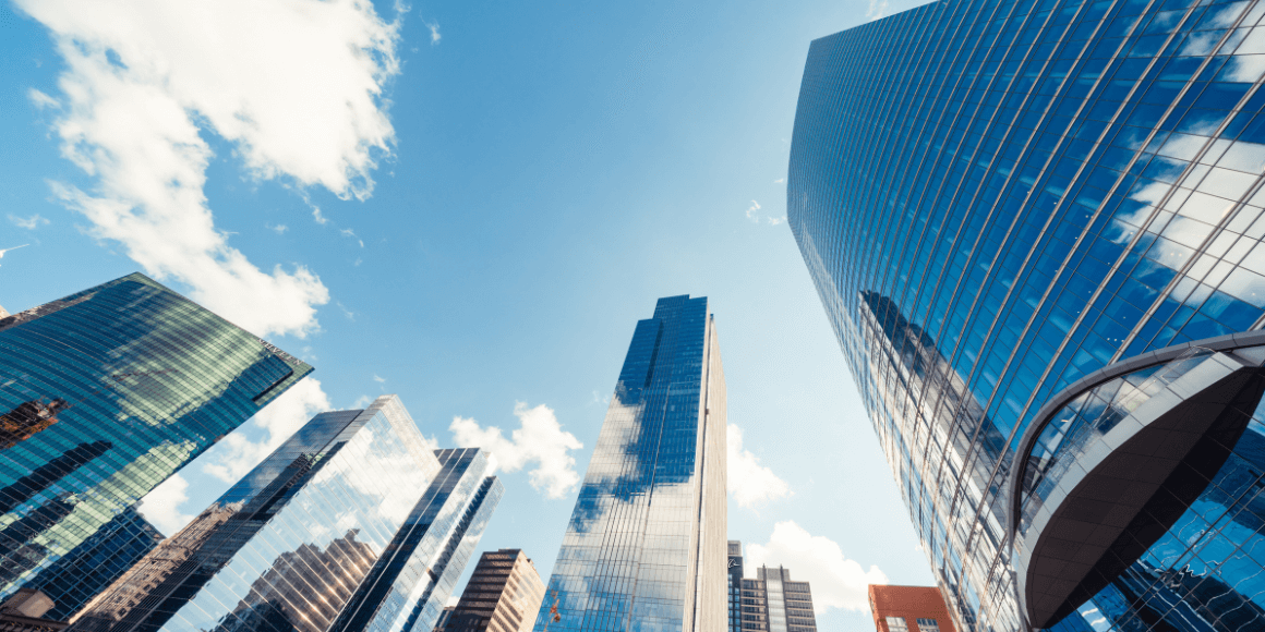 ground view of commercial buildings in a metropolitan area