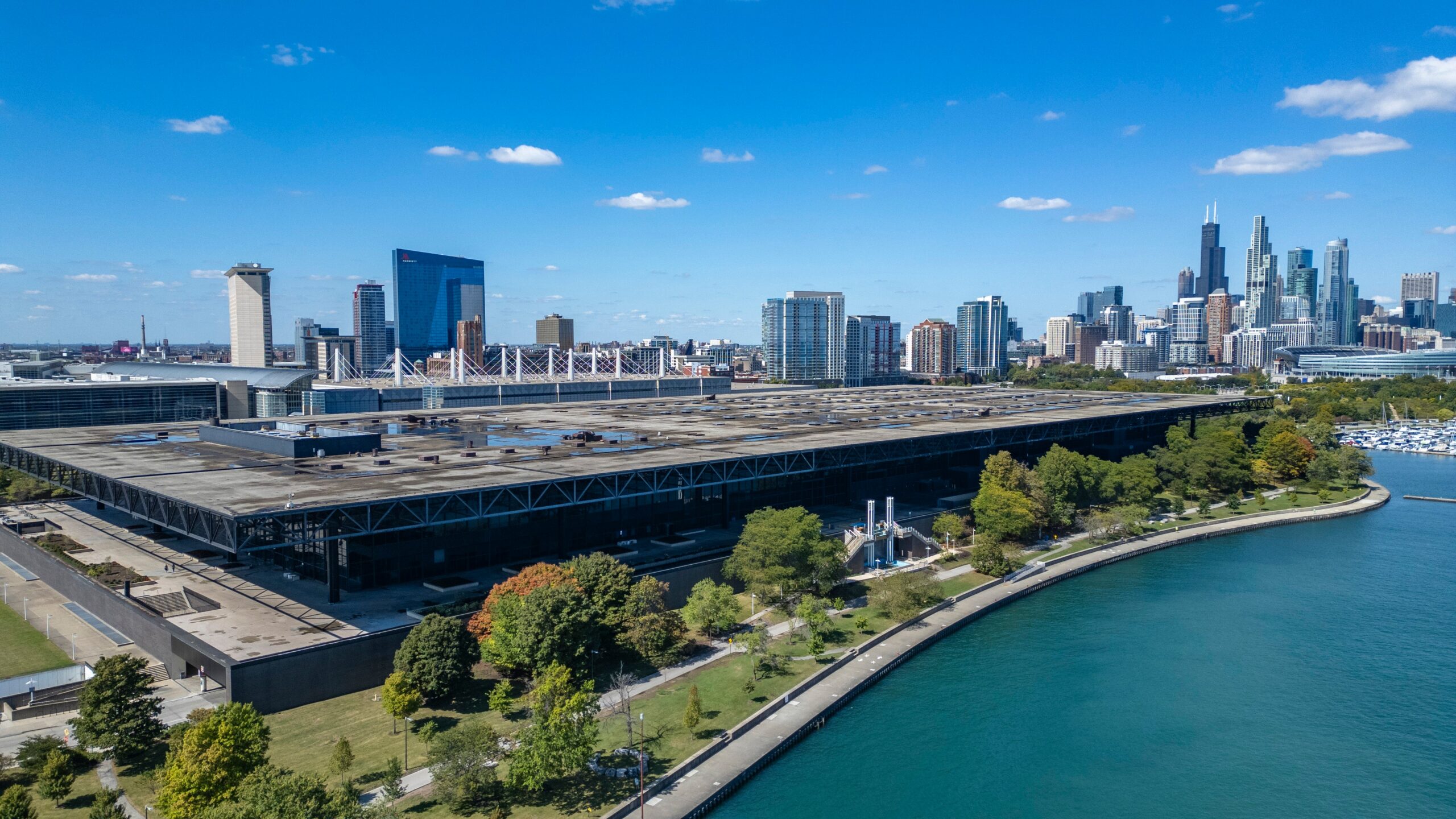 McCormick Place ChicagoSkyline with FeatherFriendly bird film installed by NGS